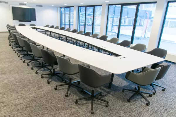 Large white meeting table
